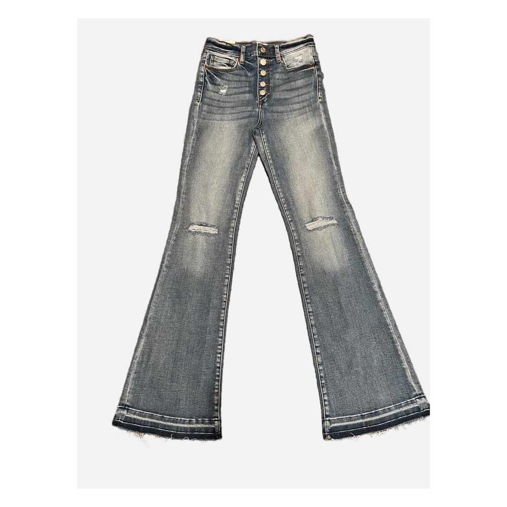 WILLIAMS HIGH RISE DISTRESSED STRETCH BOOTCUT JEANS